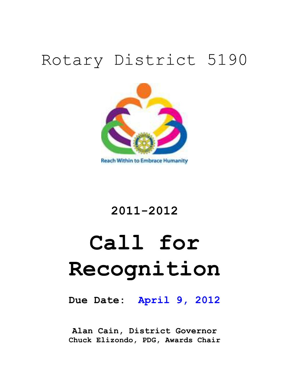 District Call for Recognition