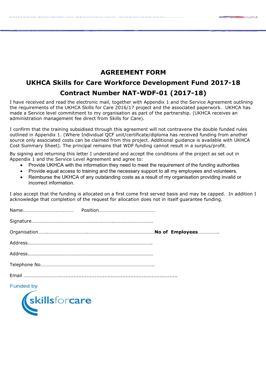 UKHCA Skills for Care Workforce Development Fund 2017-18