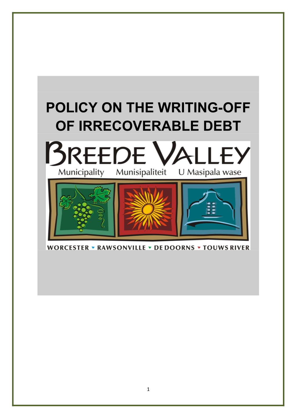 Policy on the Writing-Off of Irrecoverable Debt