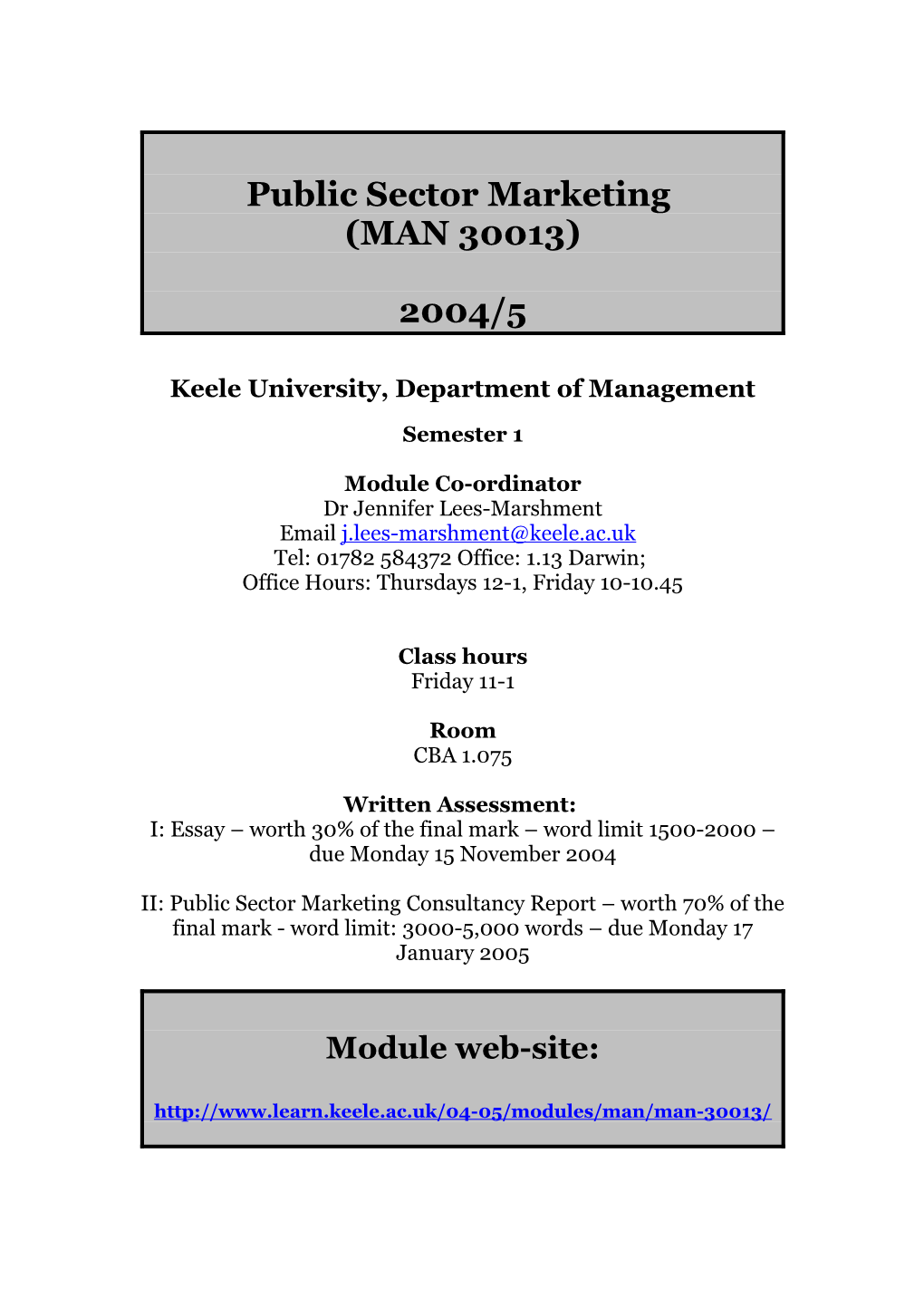 Keele University, Department of Management