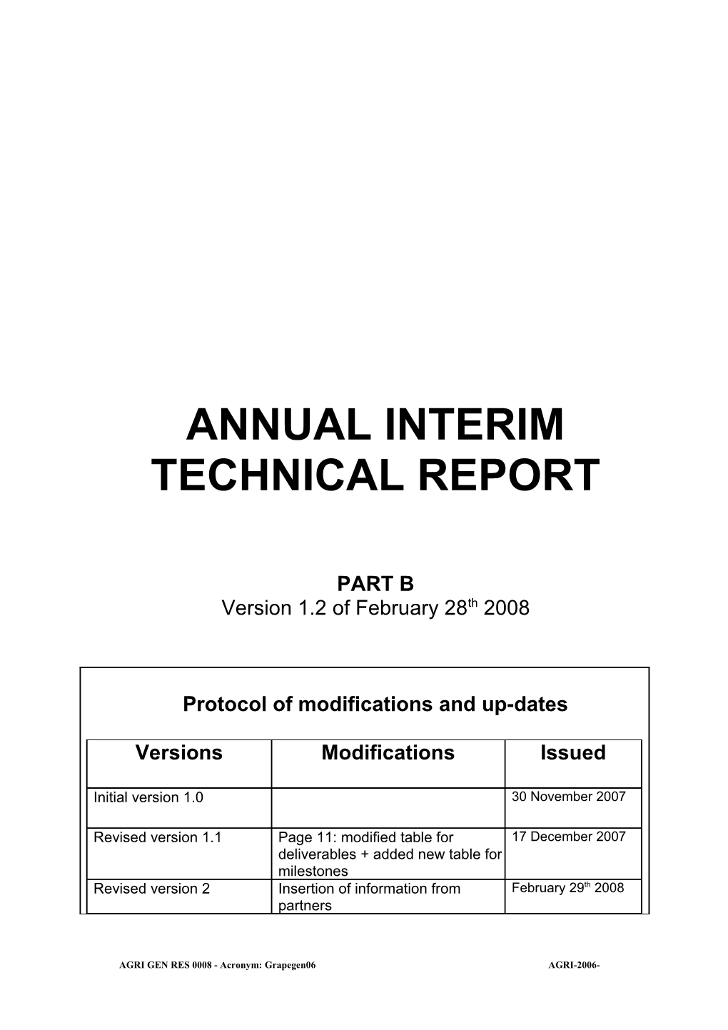 INTERIM REPORT No