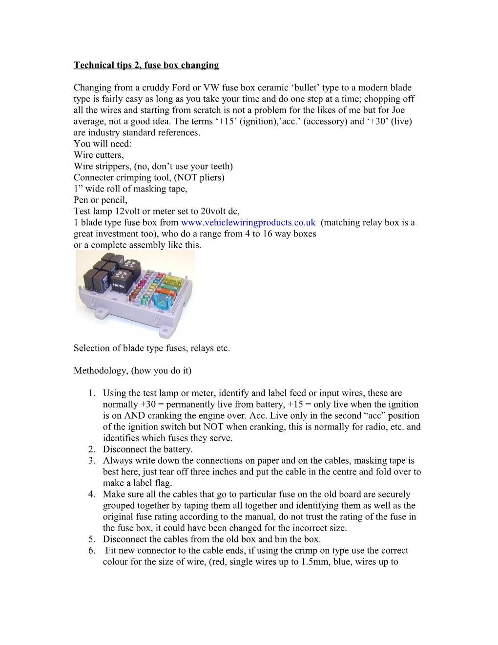 Technical Tips 2, Fuse Box Changing