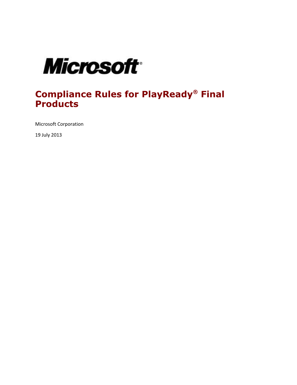 Compliance Rules for Playready Final Products