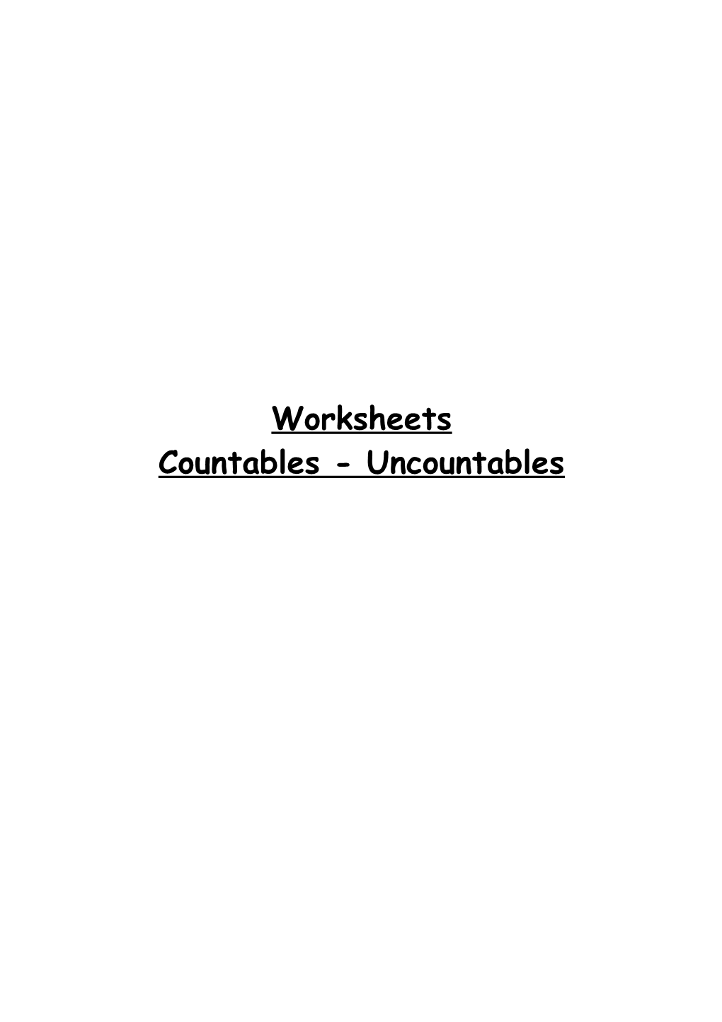 Countables - Uncountables
