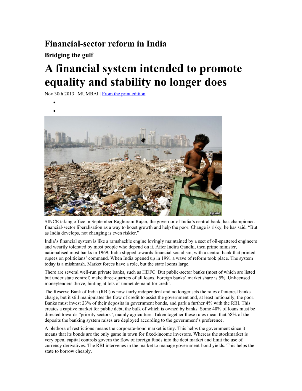 Financial-Sector Reform in India