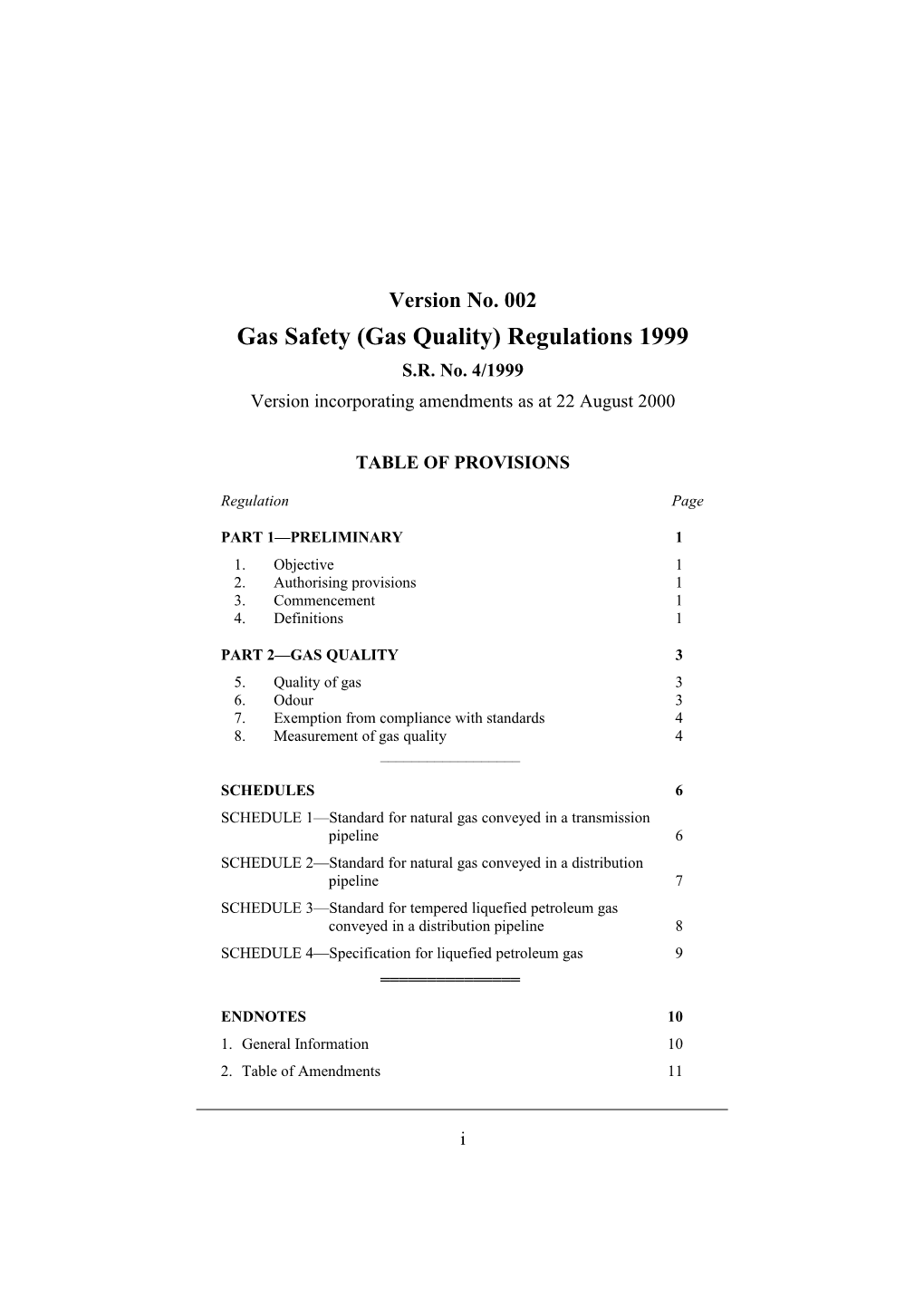 Gas Safety (Gas Quality) Regulations 1999