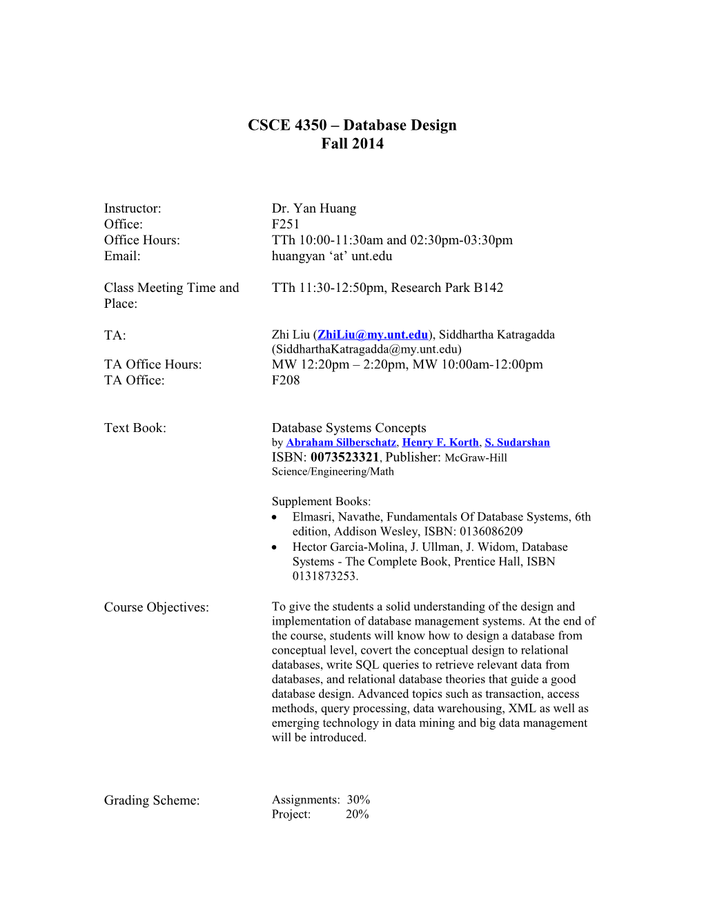 CSCE 4350 Database Design