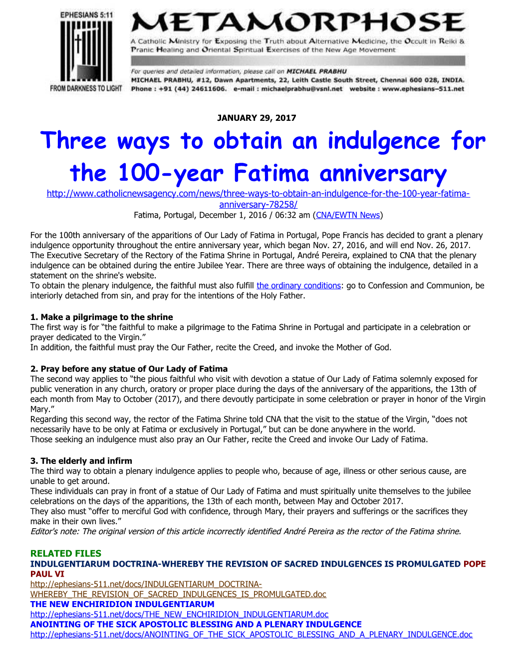 Three Ways to Obtain an Indulgence for the 100-Year Fatima Anniversary