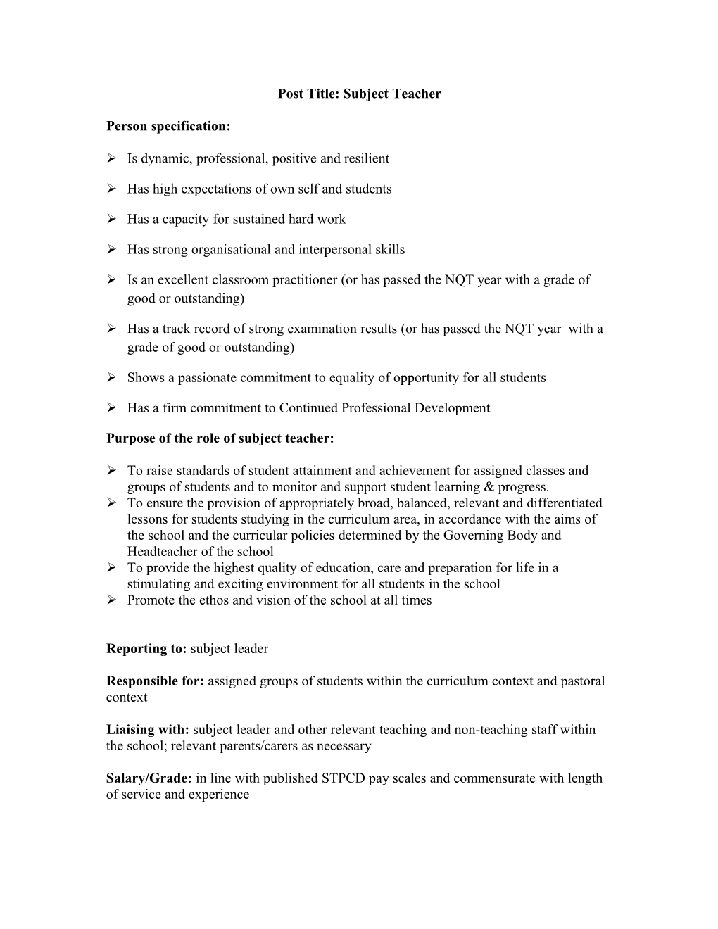 Post Title: LEADER of LEARNING & TEACHING in SCIENCE and Associated Areas