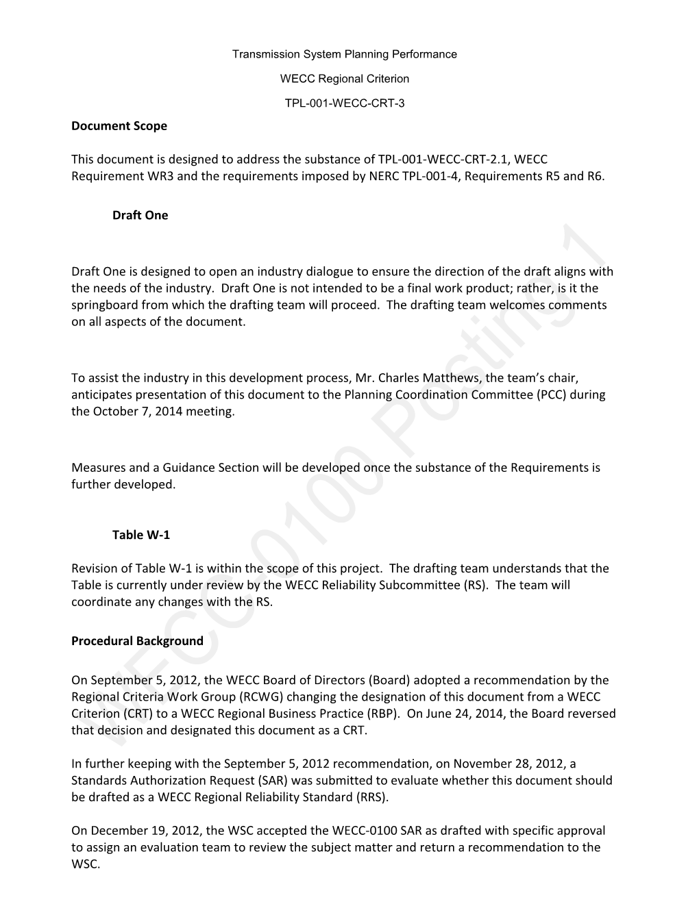 WECC-0100 TPL-001-WECC-CRT-3 Response to Comments Posting 1 Matthews Format 1-29-2015