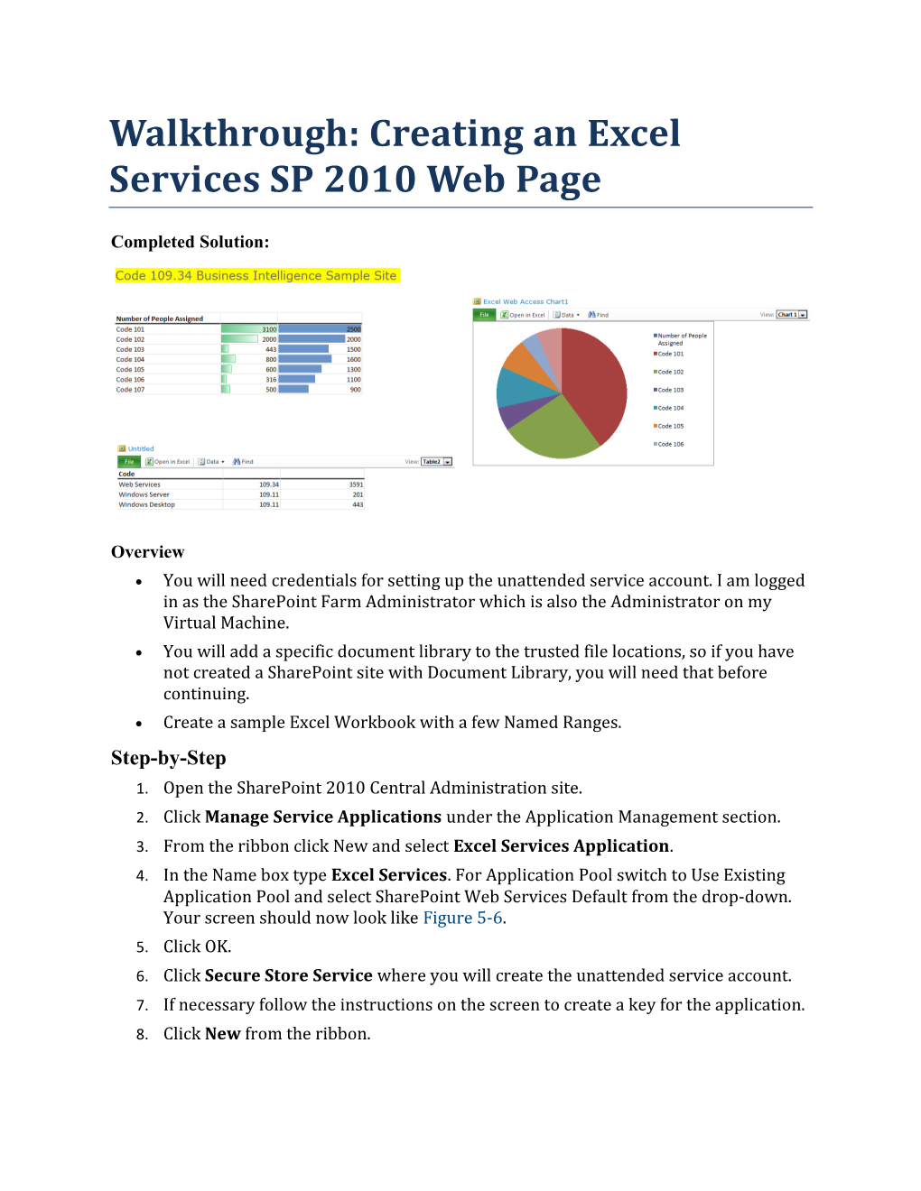Walkthrough: Creating an Excel Services SP 2010 Web Page