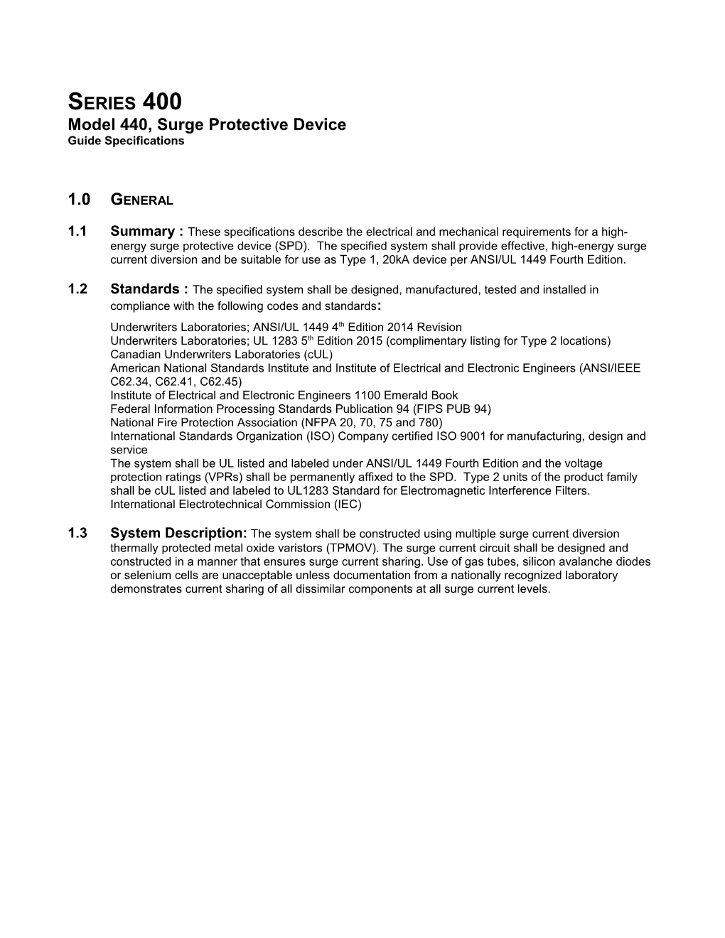 Model 440,Surge Protective Device