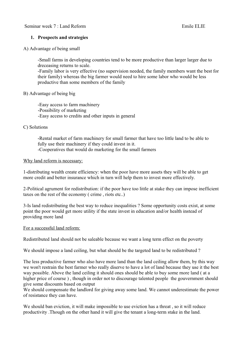 Seminar Week 7 : Land Reformemile ELIE