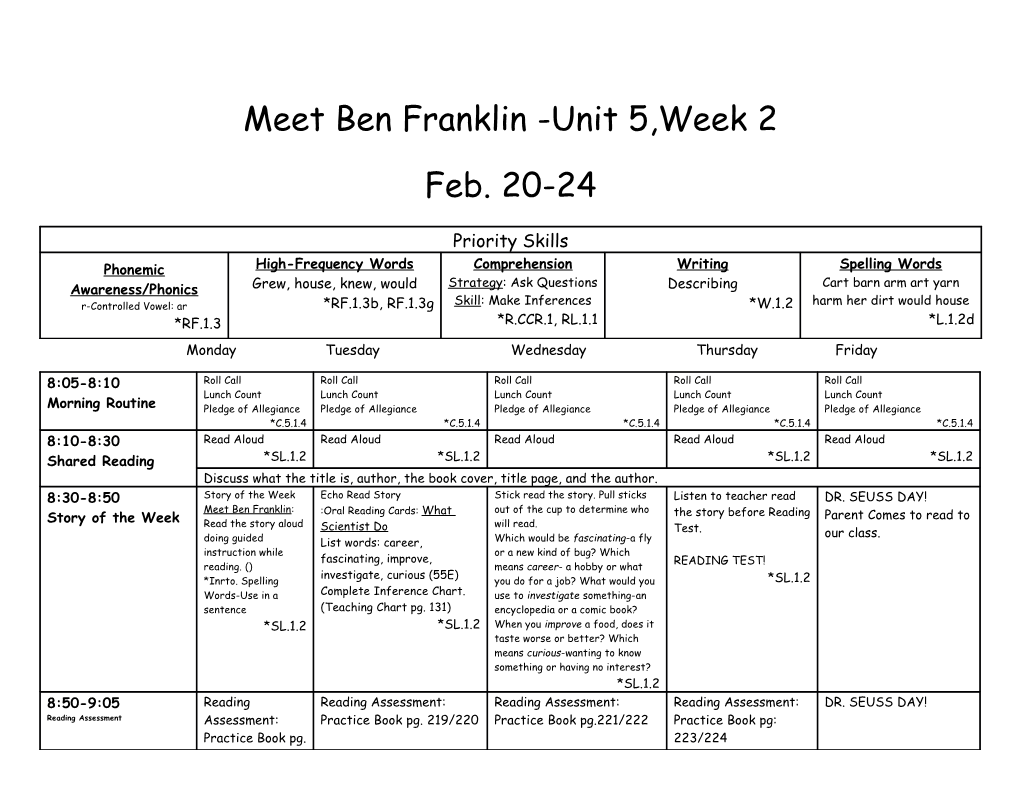 Meet Ben Franklin -Unit 5,Week2