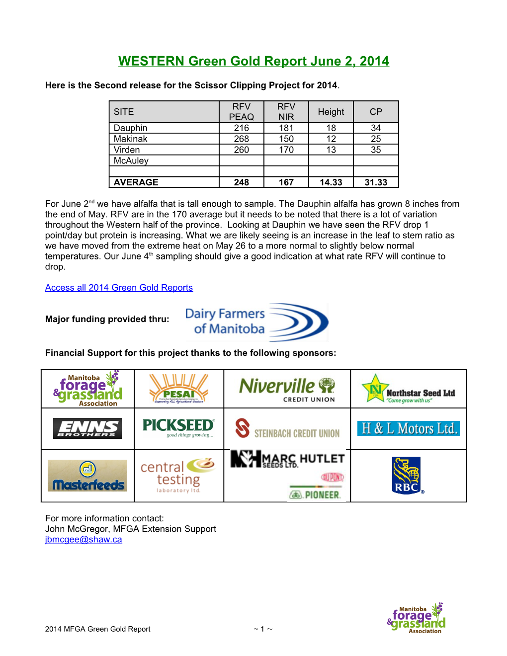 WESTERN Green Gold Report June 2, 2014