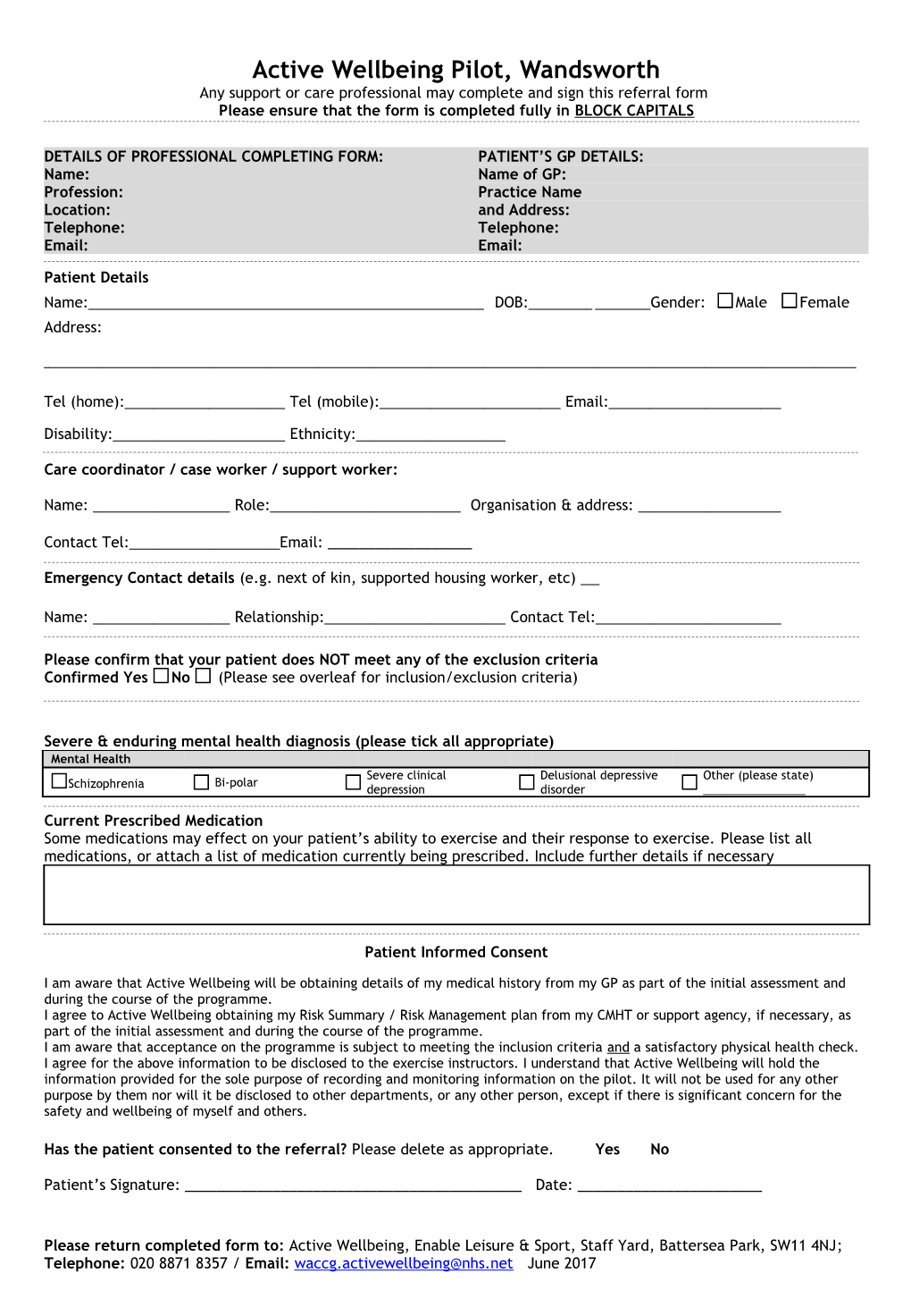 Exercise Referral Form