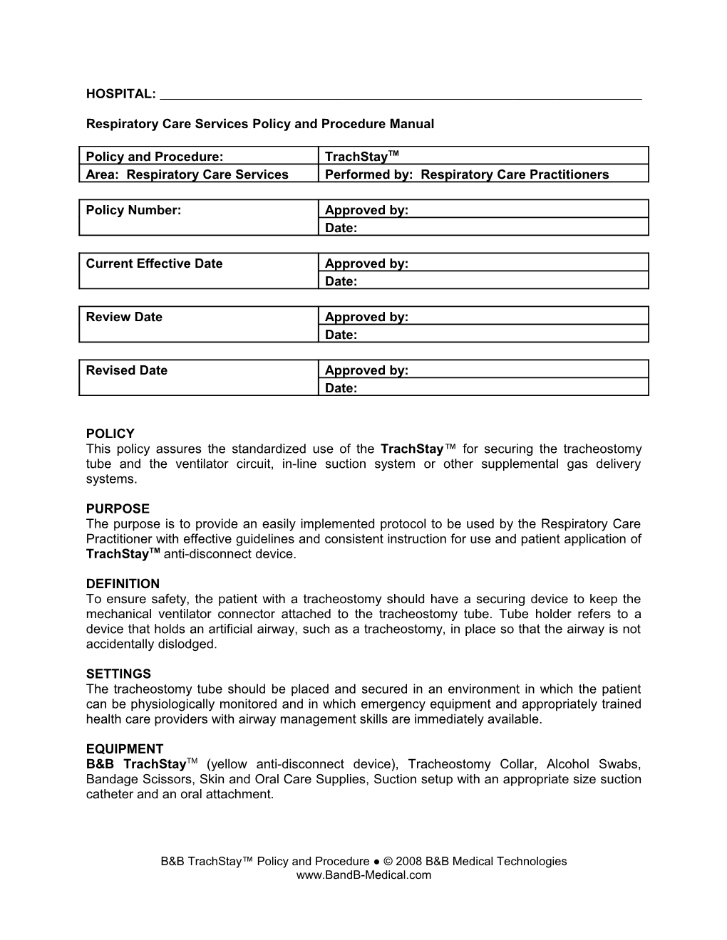 Respiratory Care Services Policy and Procedure Manual