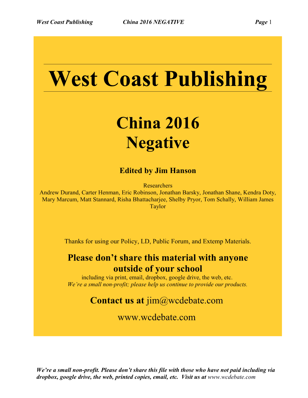 West Coast Publishing China 2016 Negativepage 1