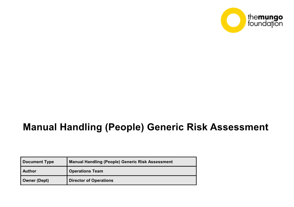 Manual Handling (People) Generic Risk Assessment