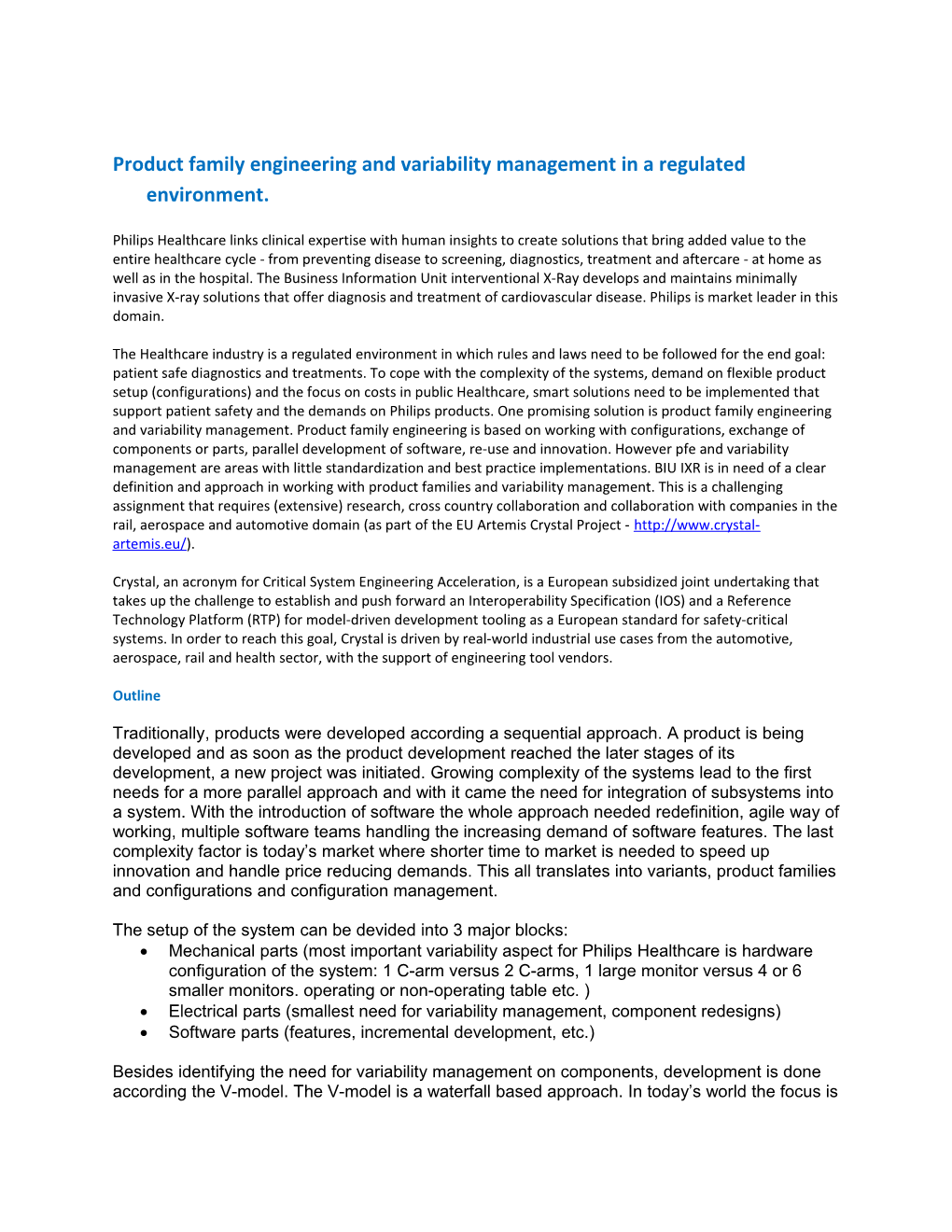 Product Family Engineering Andvariability Management in a Regulated Environment