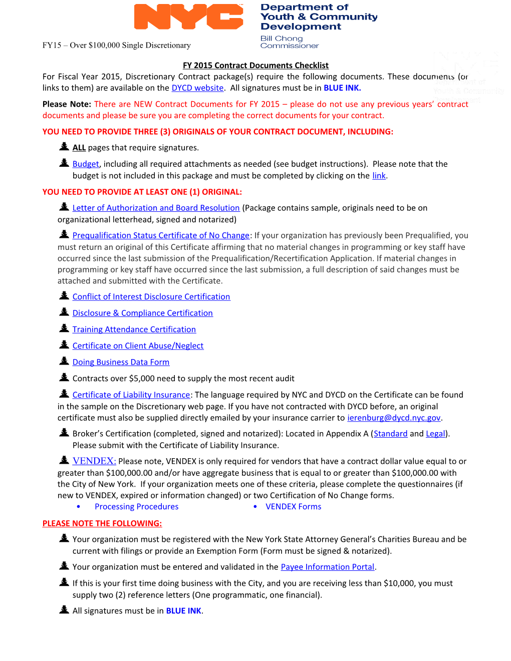 You Need to Provide Three (3) Originals of Your Contract Document, Including