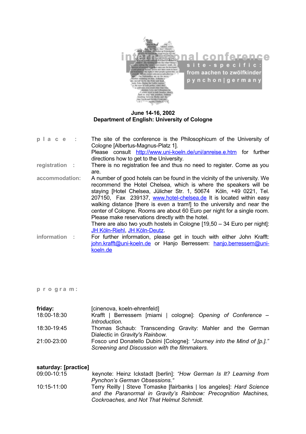 Department of English: University of Cologne