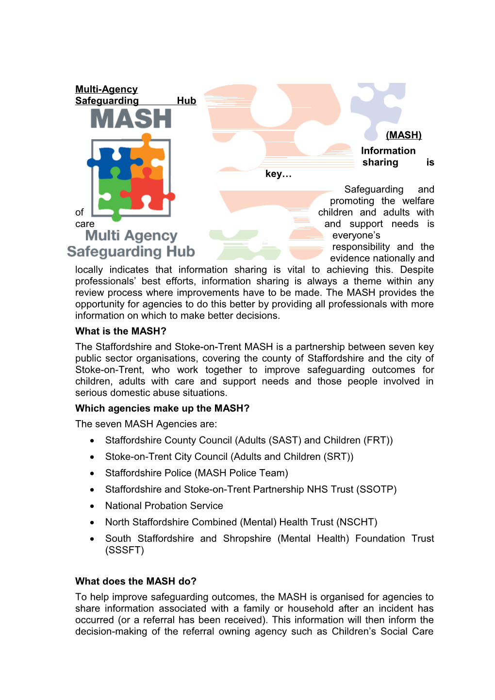 Multi-Agency Safeguarding Hub (MASH)