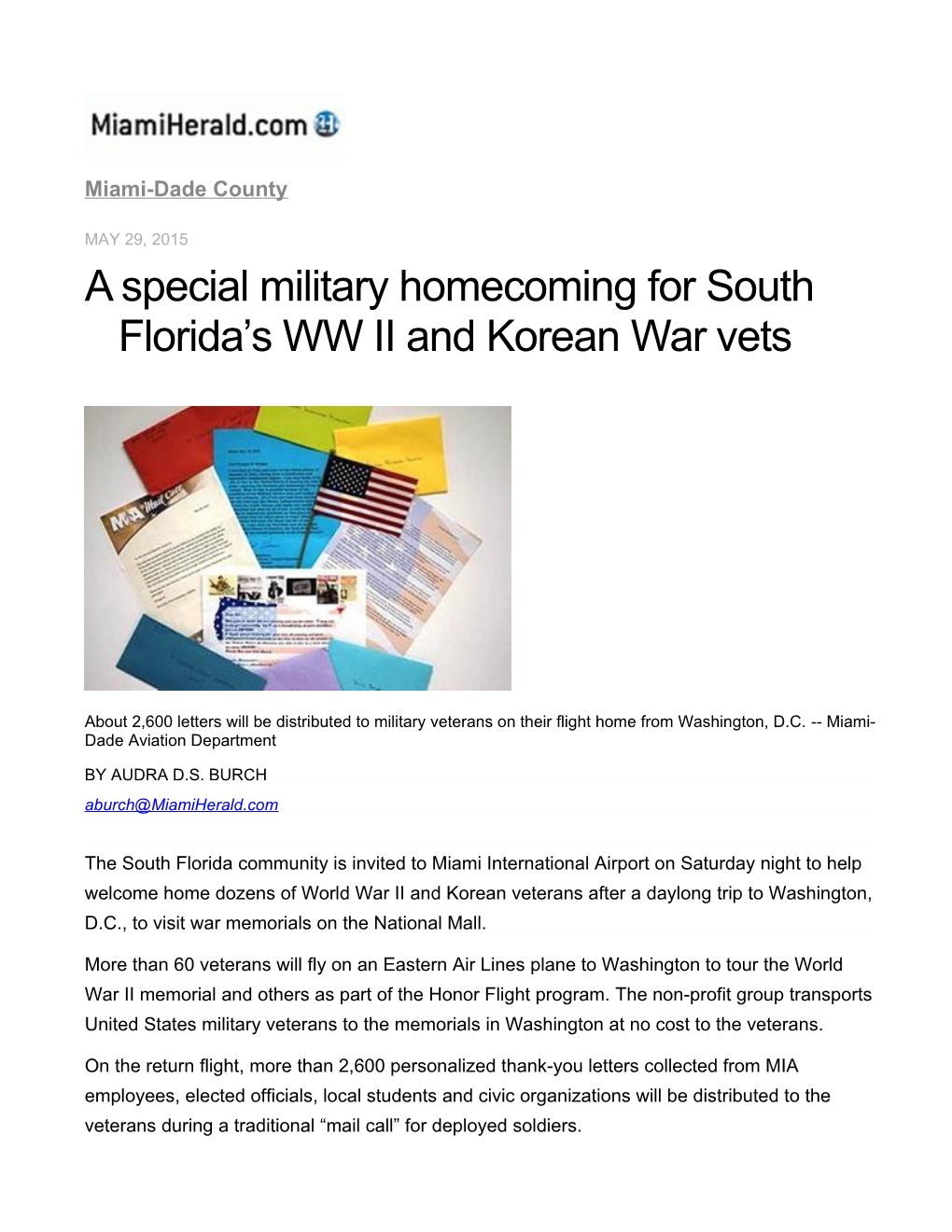 A Special Military Homecoming for South Florida S WW II and Korean War Vets