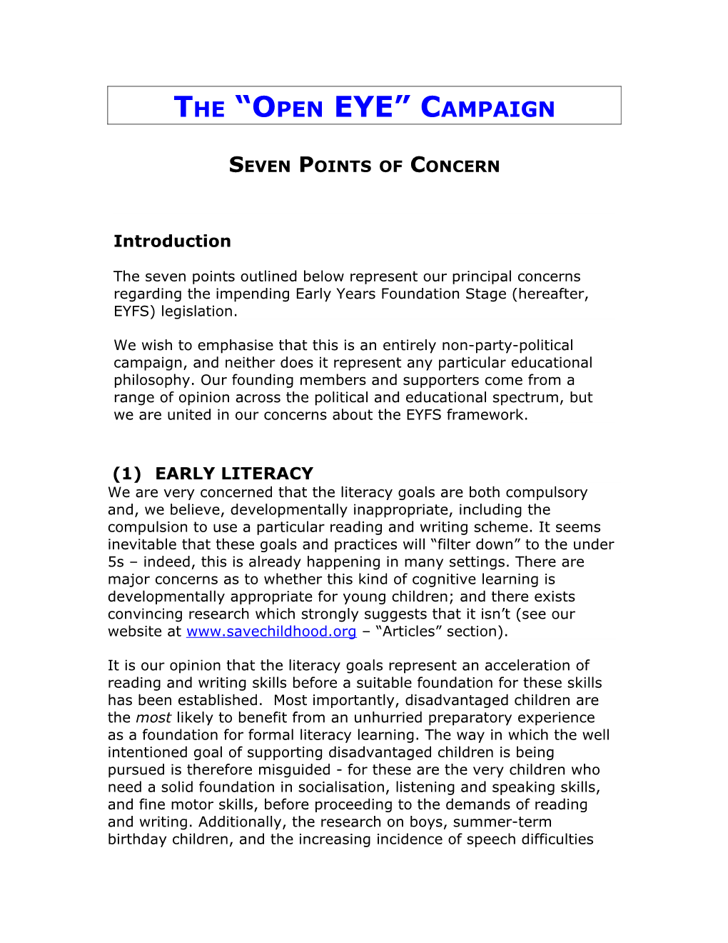 The Open Eye Campaign