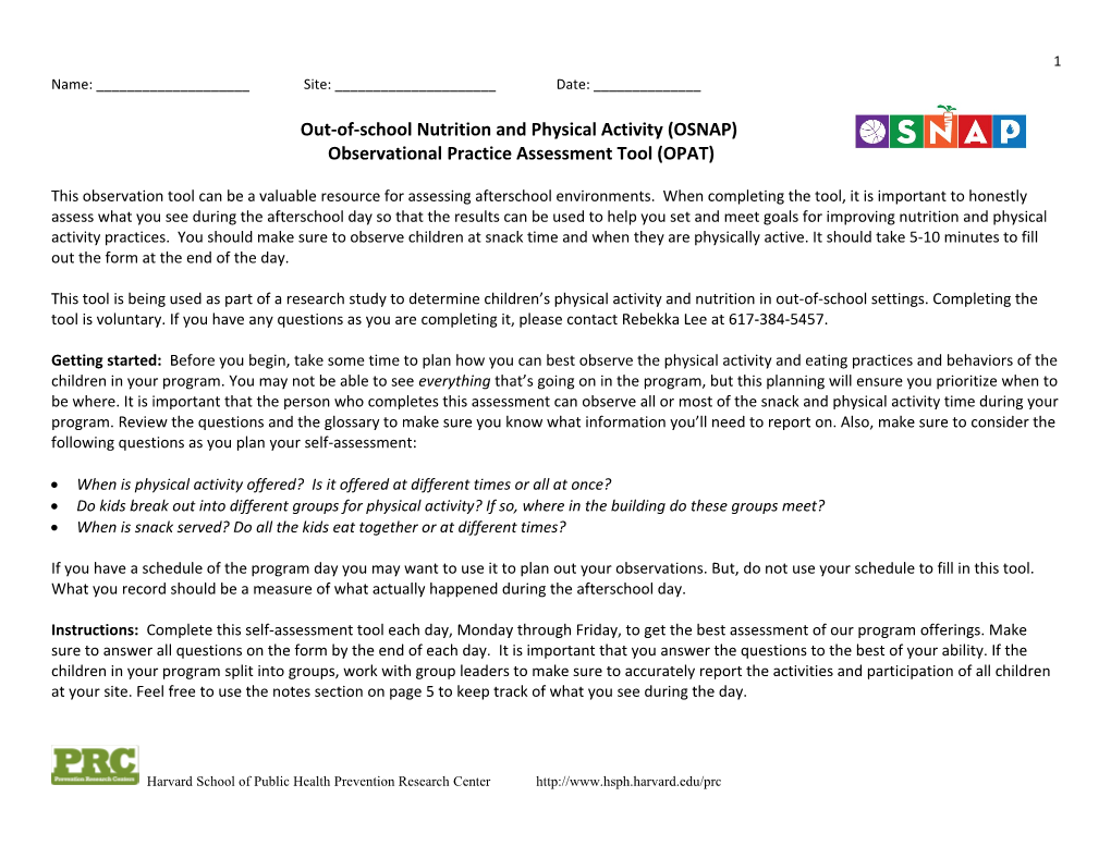 Observational Practice Assessment Tool (OPAT)