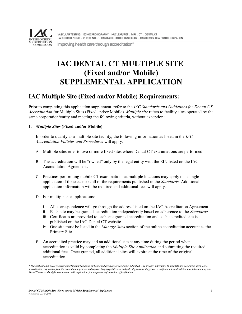 IAC Multiple Site (Fixed And/Or Mobile) Requirements