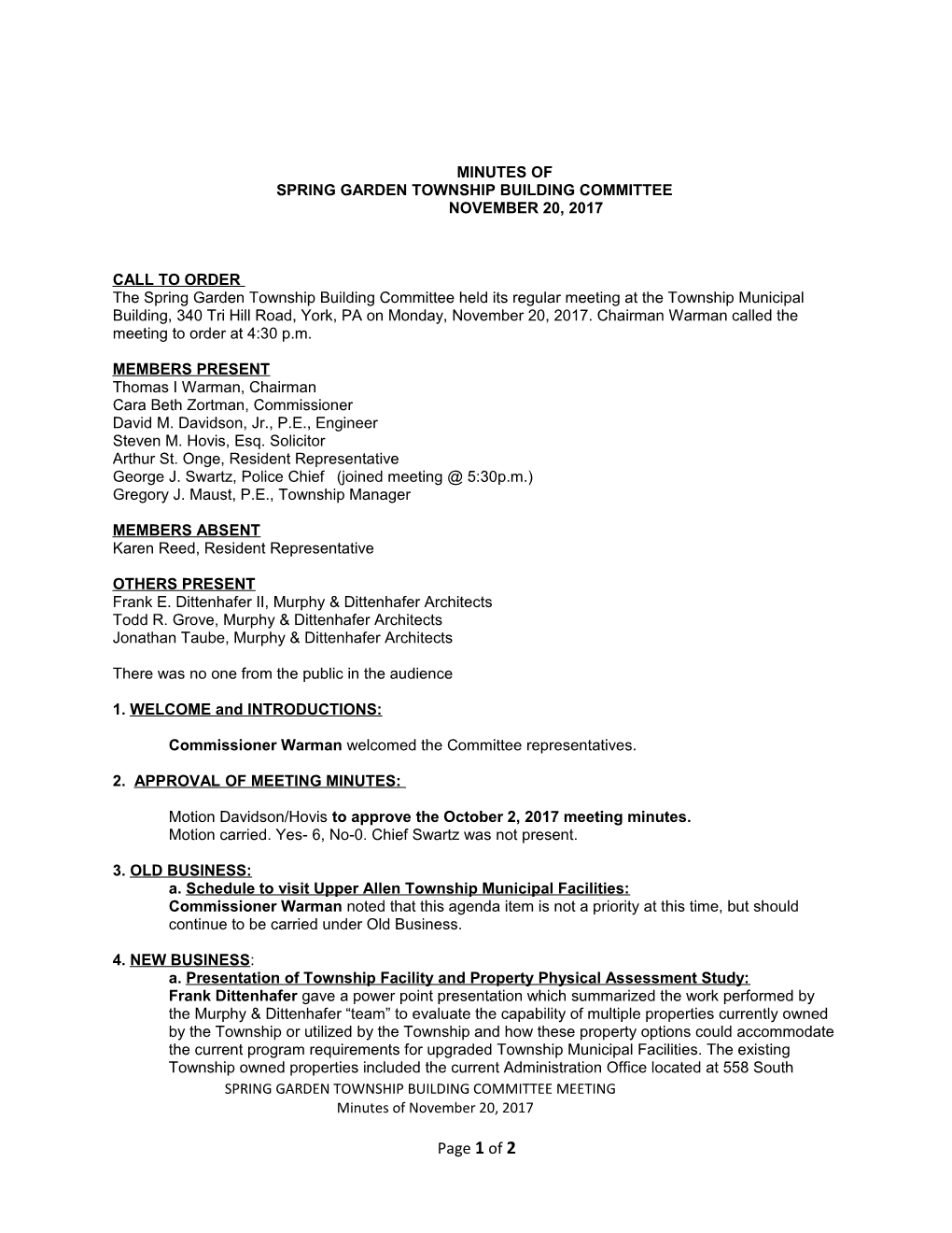 Spring Garden Township Building Committee