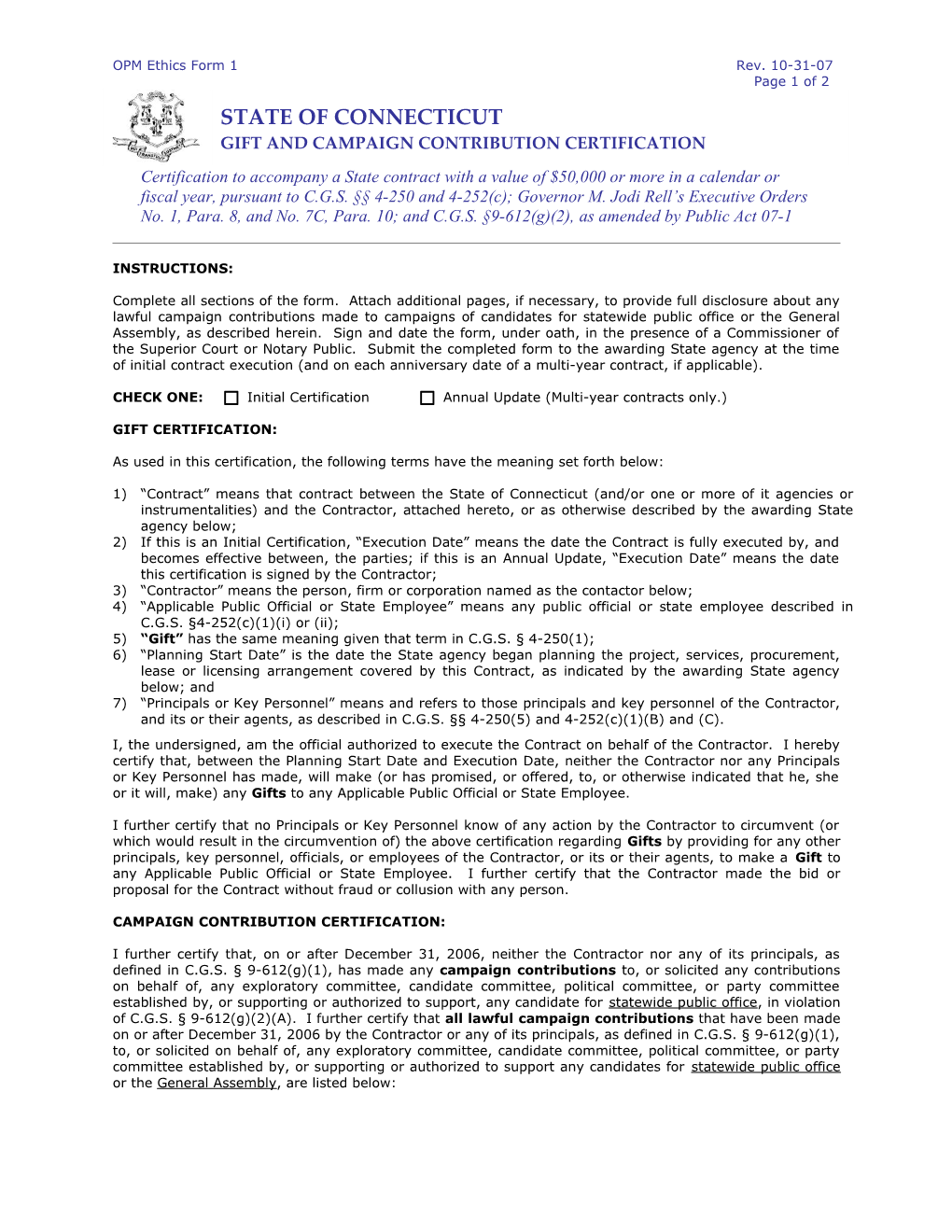 OPM Ethics Form 1Rev. 10-31-07