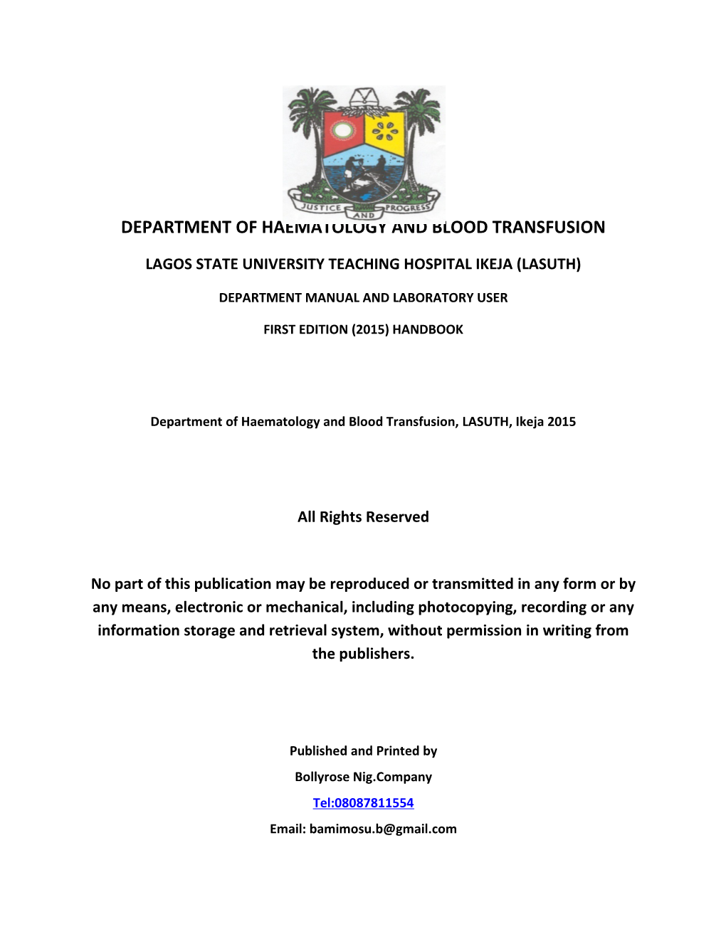 Department of Haematology and Blood Transfusion
