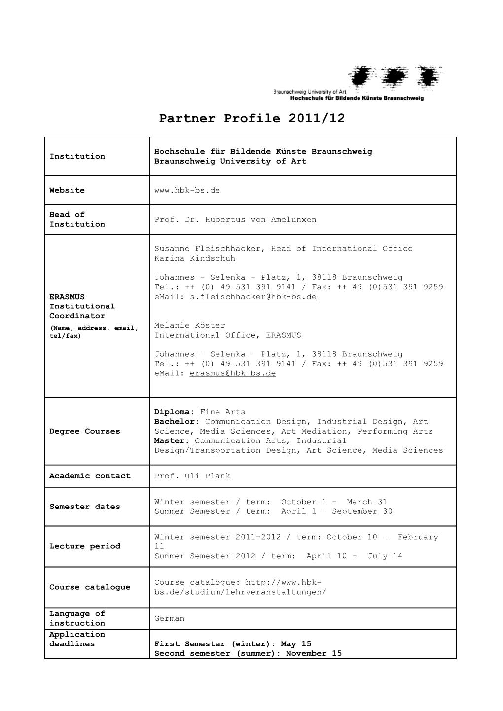 Exchange Partner Profile