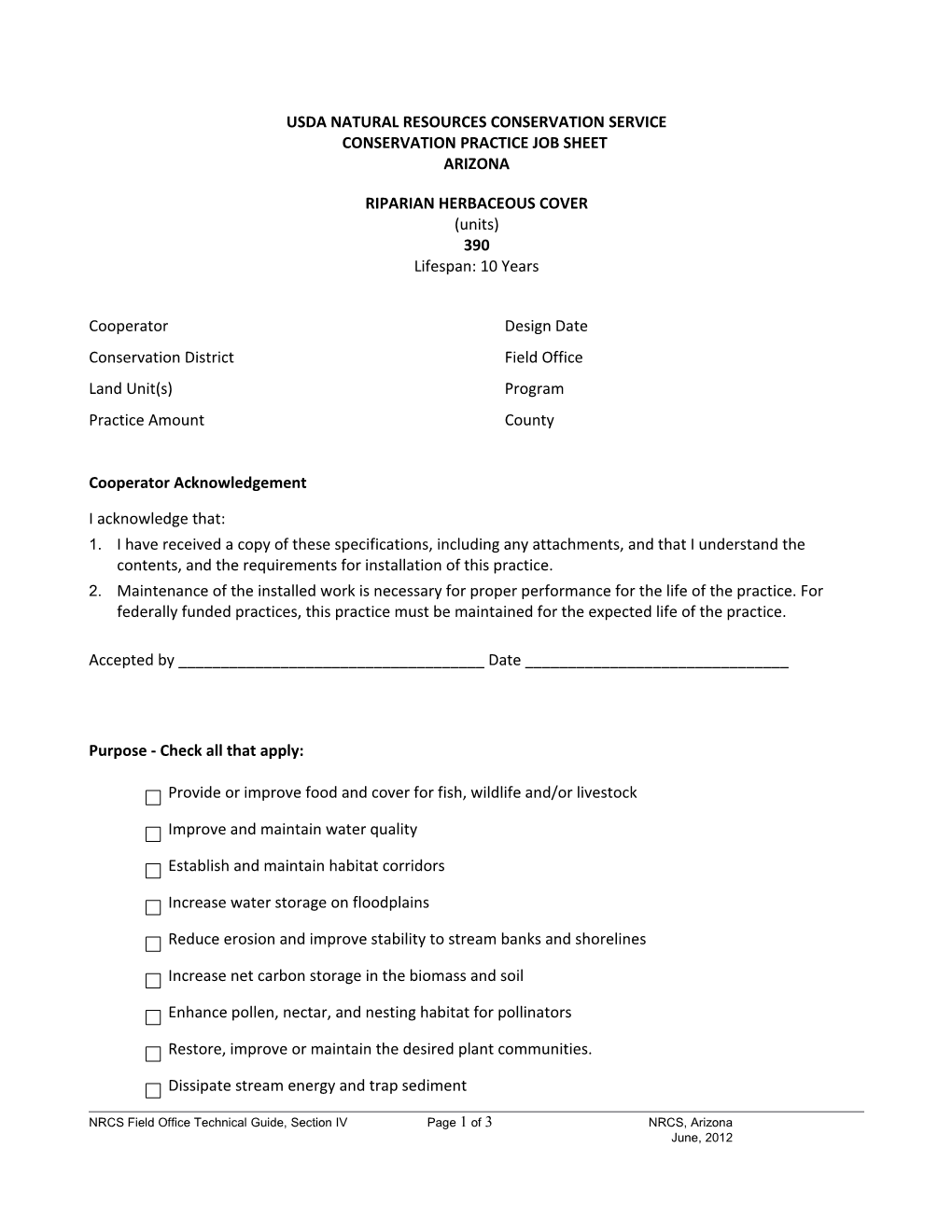 Conservation Practice Job Sheet