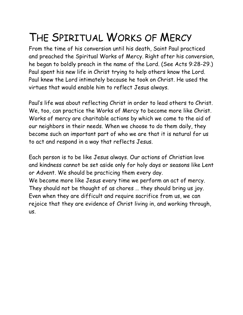 The Spiritual Works of Mercy