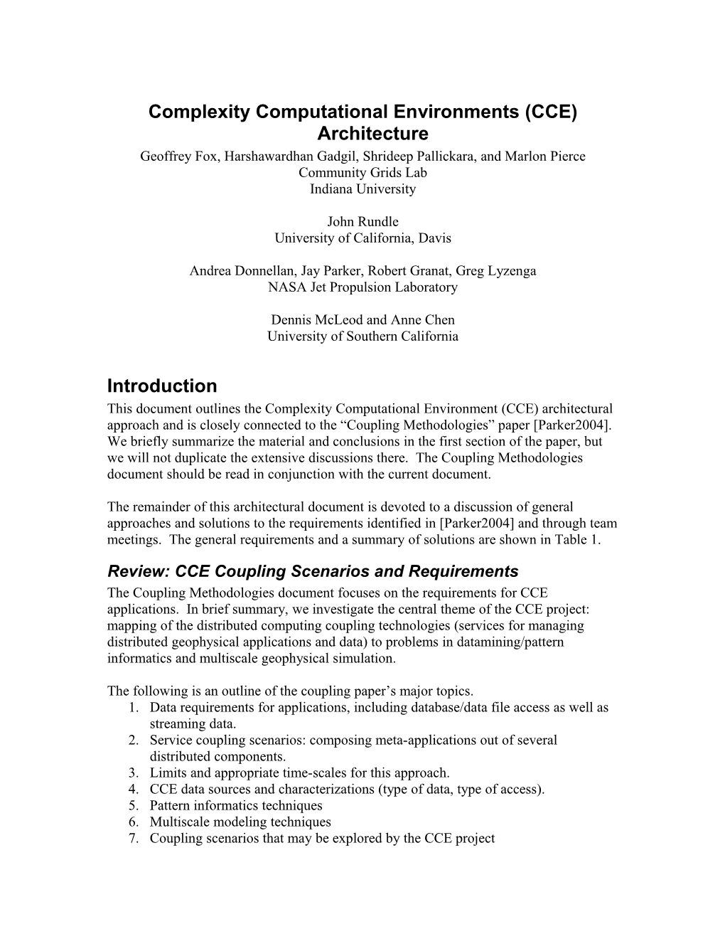 Complexity Computational Environments (CCE) Architecture Draft 0