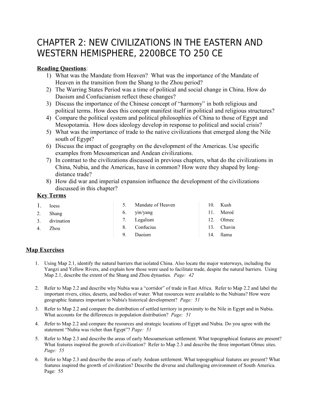 Chapter 2: New Civilizations in the Eastern and Western Hemisphere, 2200Bce to 250 Ce