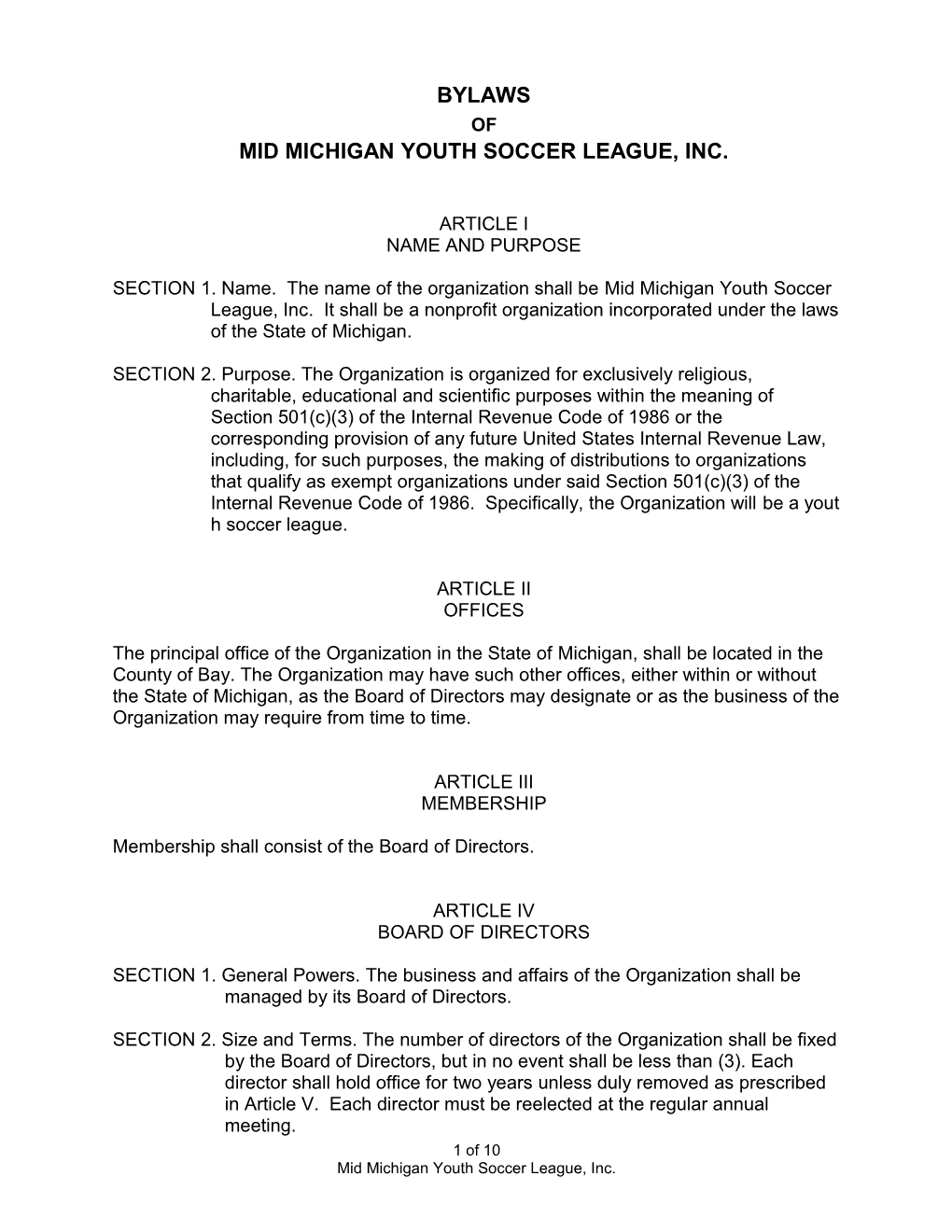 Mid Michigan Youth Soccer League, Inc