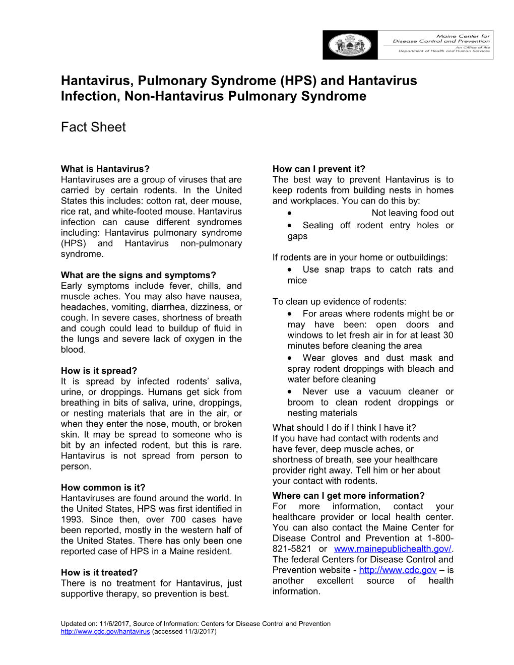 Hantavirus, Pulmonary Syndrome (HPS) and Hantavirus Infection, Non-Hantavirus Pulmonary