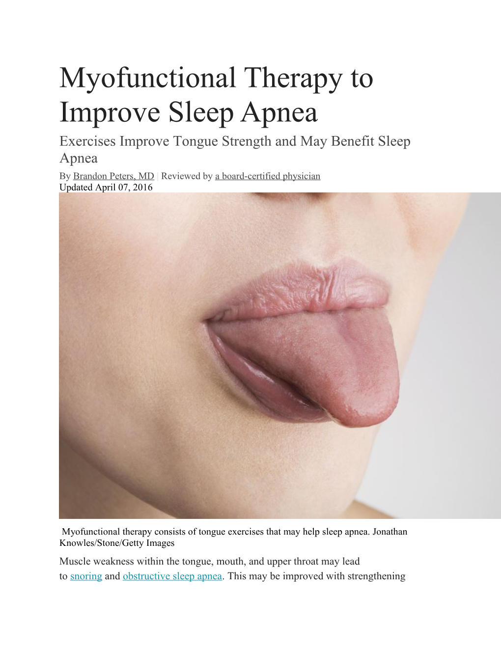 Myofunctional Therapy to Improve Sleep Apnea
