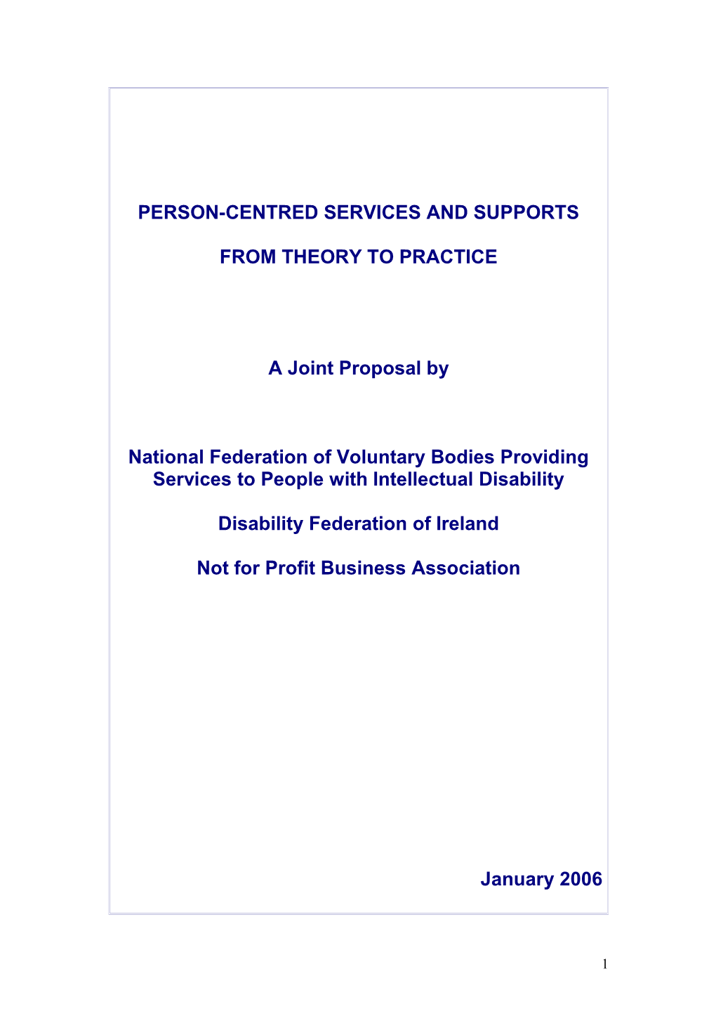 Person-Centred Services and Supports