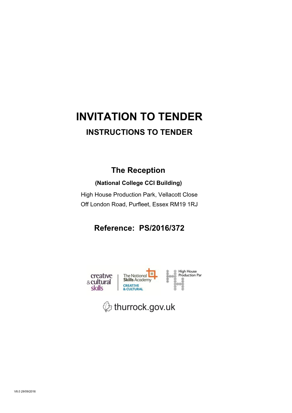 Thurrock Council - Invitation to Tender: High House Production Park Reception