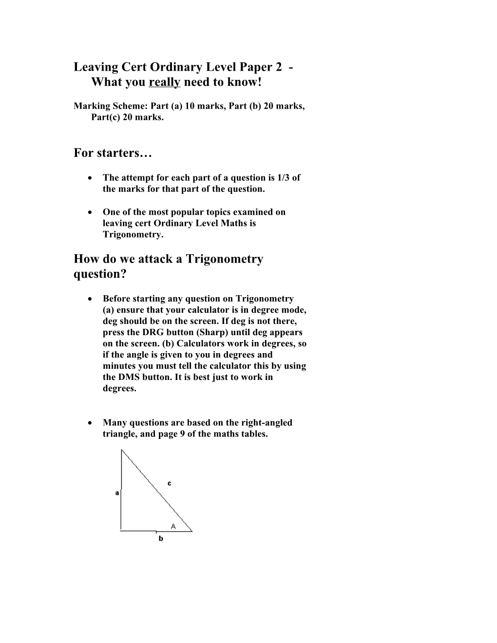 Leaving Cert Ordinary Level Solutions Sample