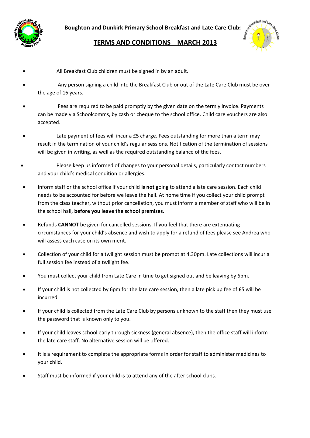 Terms and Conditions March 2013