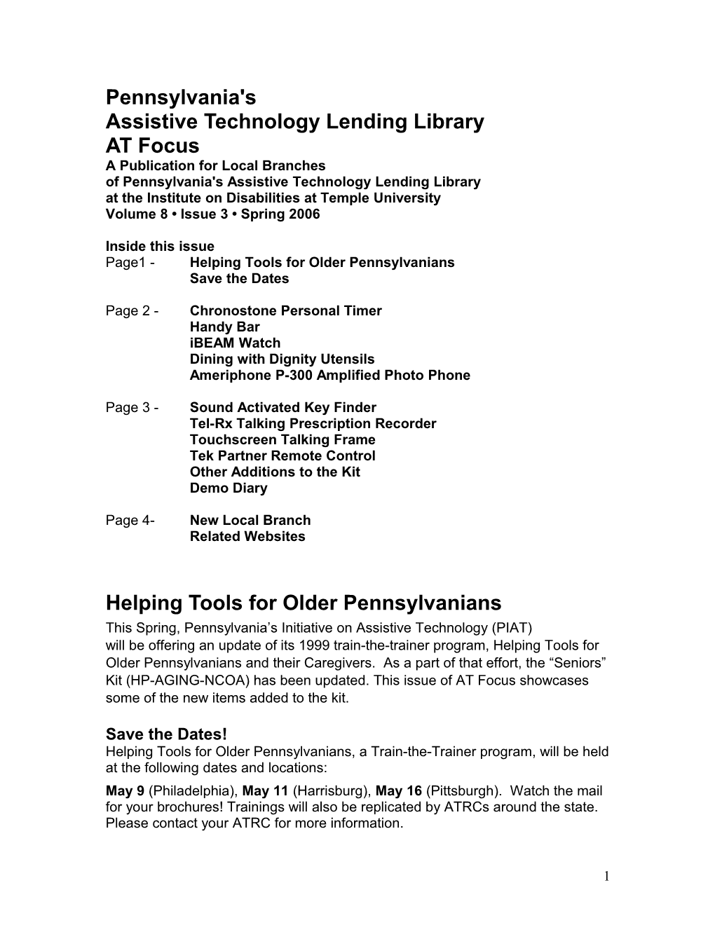 Pennsylvania's Assistive Technology Lending Library