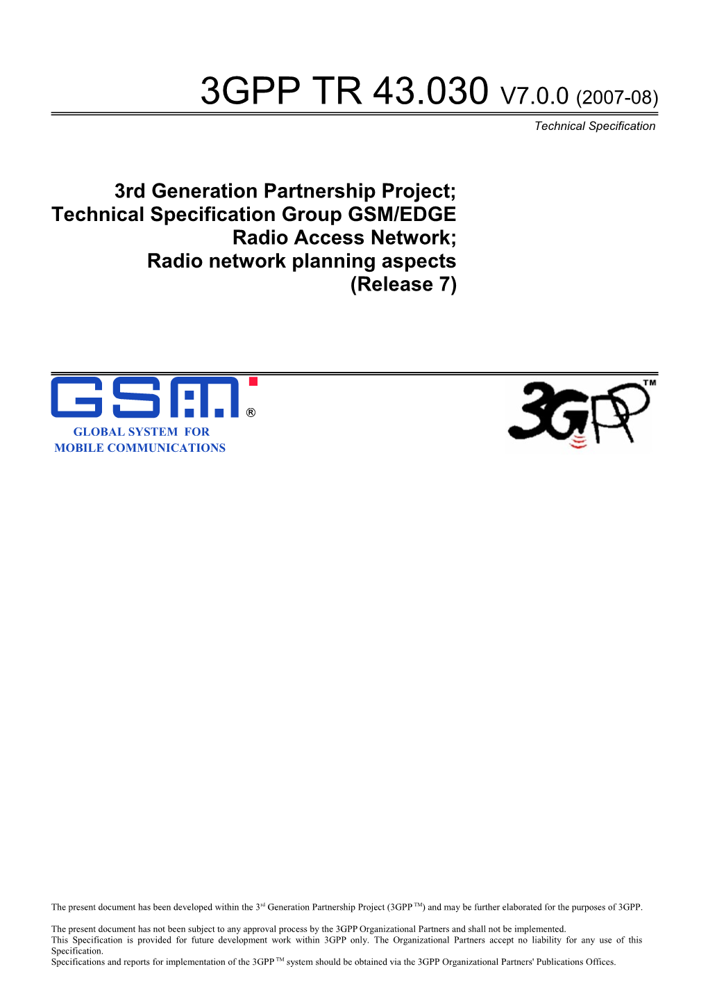 Technical Specification Group GSM/EDGE