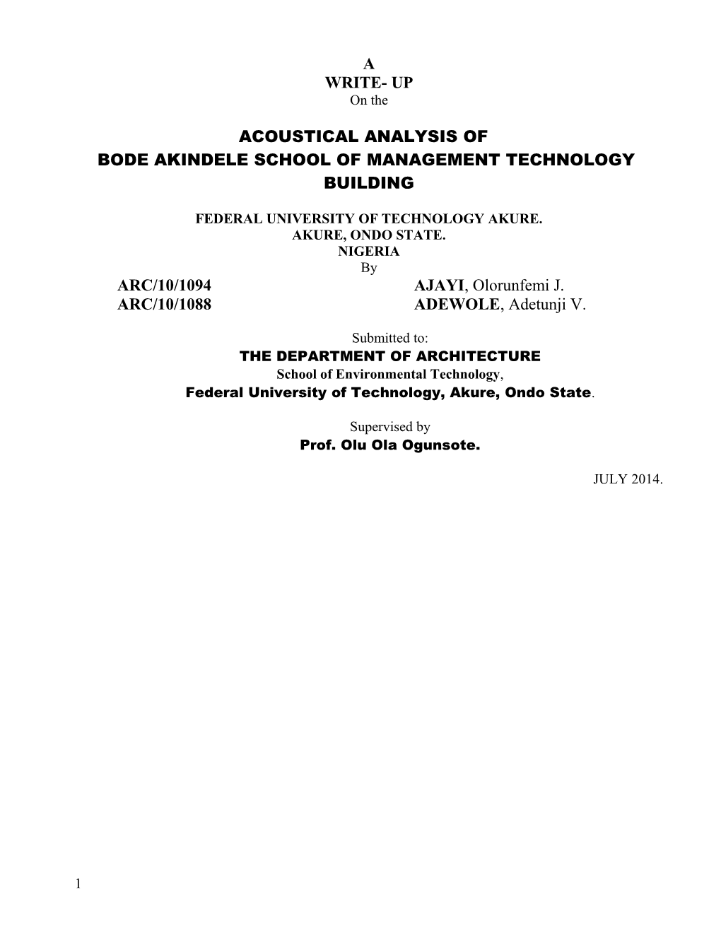 Bode Akindele School of Management Technology