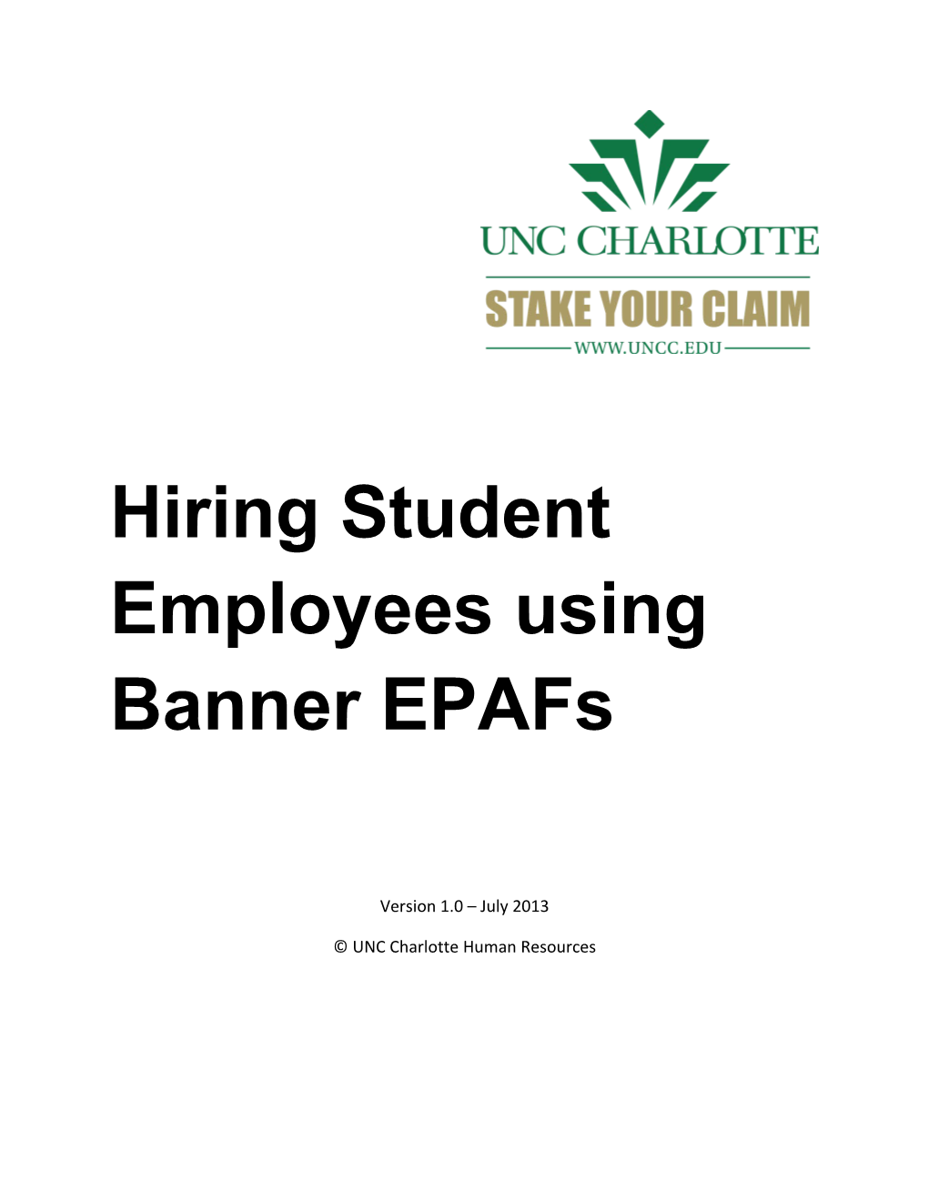 Hiring Student Employees Using Banner Epafs